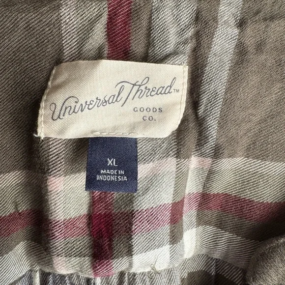 Knox Rose Green Plaid Long Sleeve Top Size XL - Picture 3 of 4